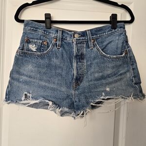 NWOT Size 28 Levi's Blue High-Waisted Button Fly 501 Athens Original Jean Shorts